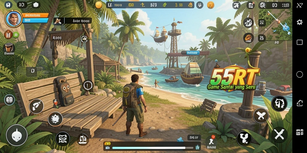 Screenshot dari gameplay 55RT yang seru dan santai.