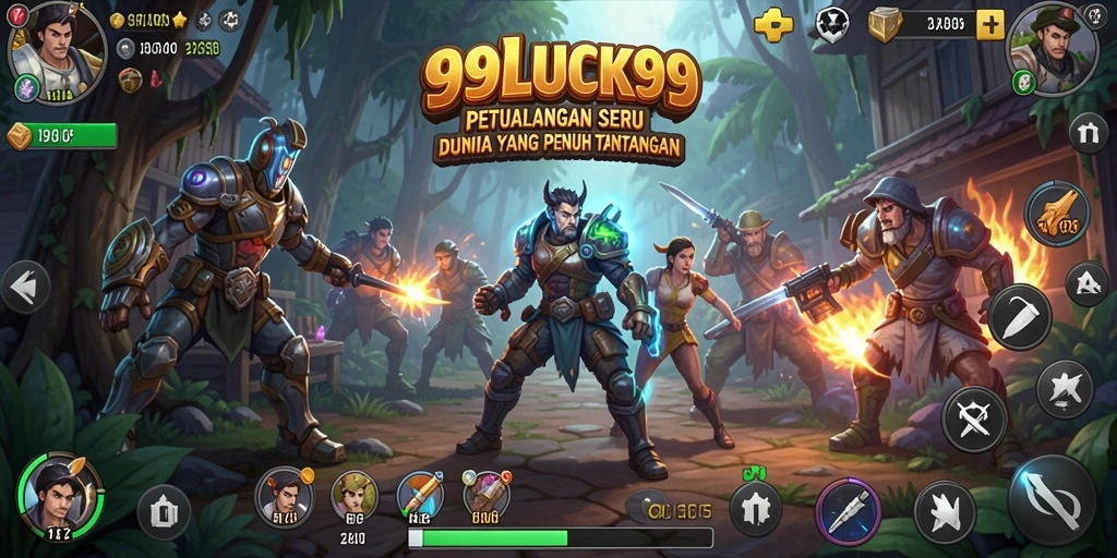 Screenshot utama <strong>99LUCK99</strong> menampilkan pemain menjelajahi dunia petualangan yang menantang.