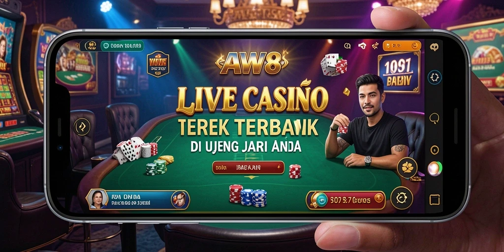 Screenshot gameplay Live Casino yang menampilkan dealer dan pemain berinteraksi.
