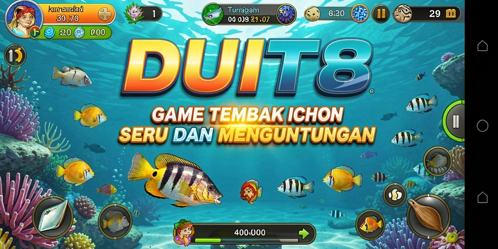 Tampilan gameplay menarik dari DUIT8 saat menembak ikan.