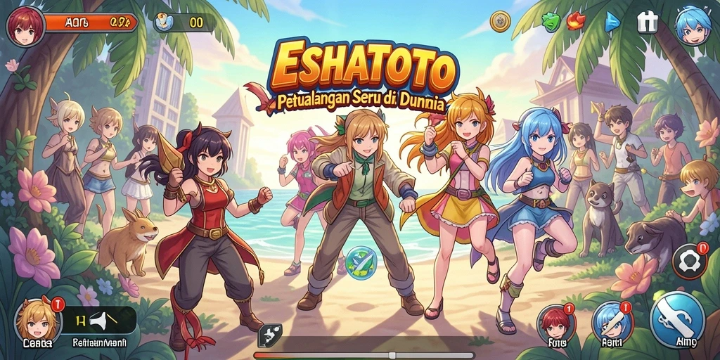 Tampakan gameplay seru dan karakter unik dalam ESHATOTO.