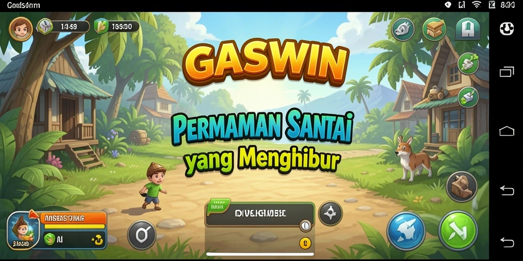 Tampilan gameplay utama GASWIN yang ceria dan menarik.