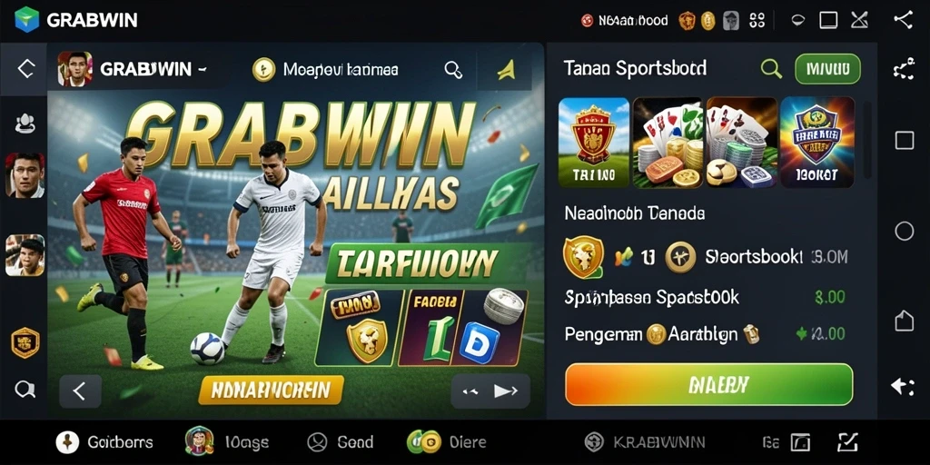 Tampilan gameplay aplikasi Sportsbook GRABWIN yang menarik dan interaktif.