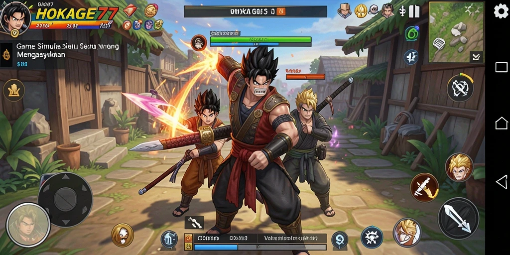 Tangkapan layar gameplay seru HOKAGE77 menunjukkan aksi ninja yang mendebarkan.