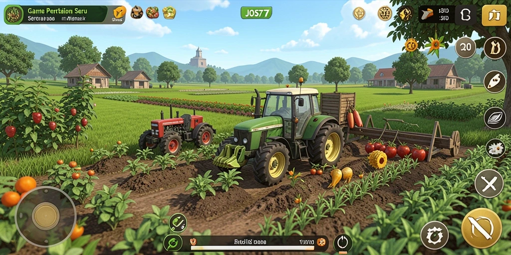 Screenshot gameplay JOS77 menampilkan aktivitas berkebun yang seru.