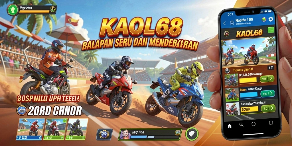 Tampilan mencolok gameplay KAOL68 menampilkan balapan yang mendebarkan.