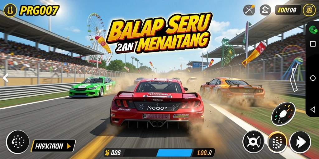Screenshot menunjukkan momen balapan intens di PRG007.