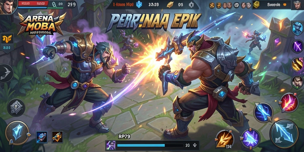Tampilan gameplay yang menegangkan dari RP79 dalam pertempuran MOBA.