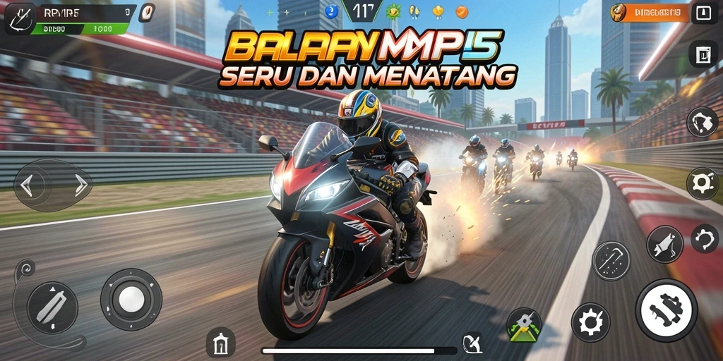 Gameplay mendebarkan dalam balapan motor yang seru.