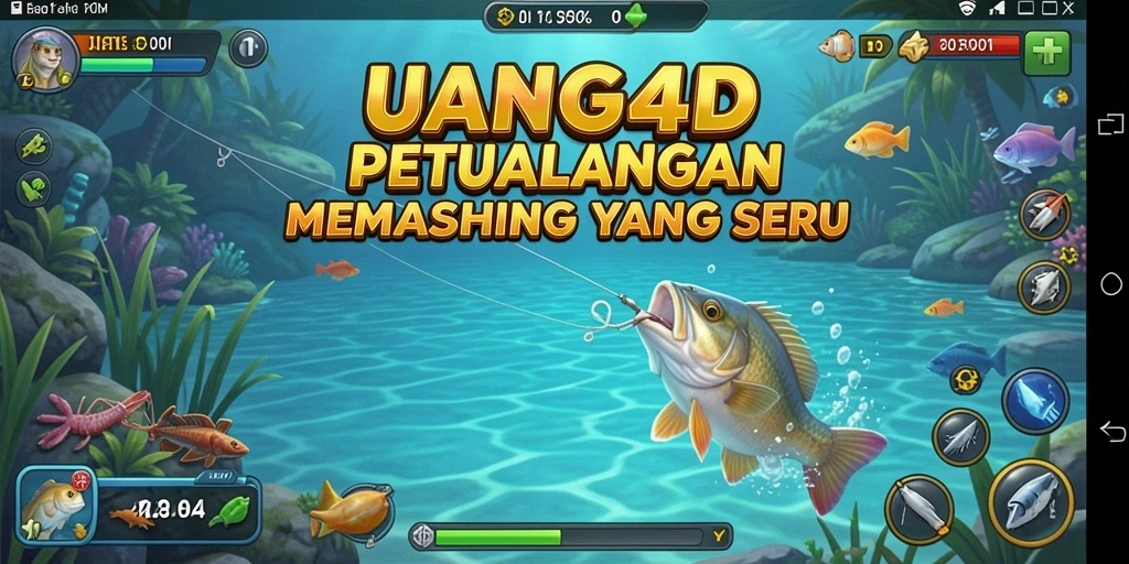 Tampilan gameplay menampilkan aksi memancing yang mendebarkan.