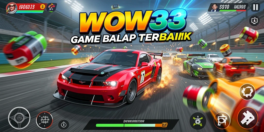Tampilan gameplay balapan yang mendebarkan di WOW33.